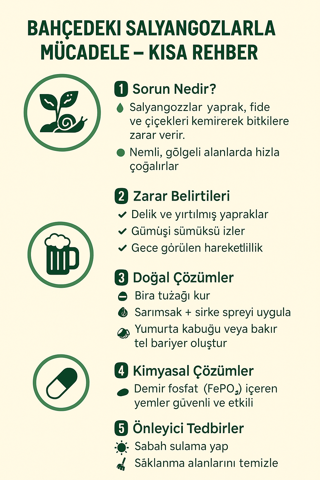 infografik bahçede salyangoz mücadelesi